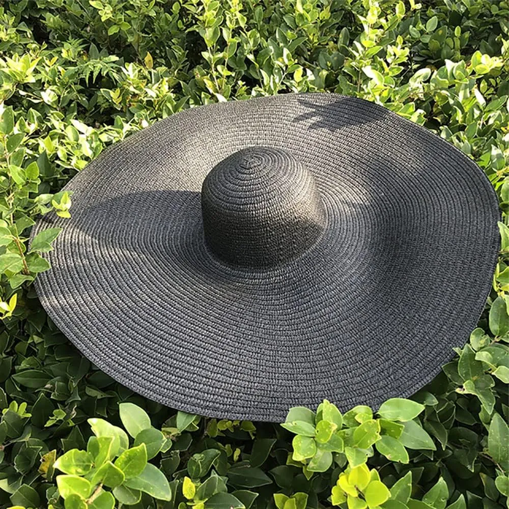 Oversized Beach Sun Hat for Women, Foldable Fashion Floppy Roll Up Visor Hats, Large Wide Brim Straw Hats