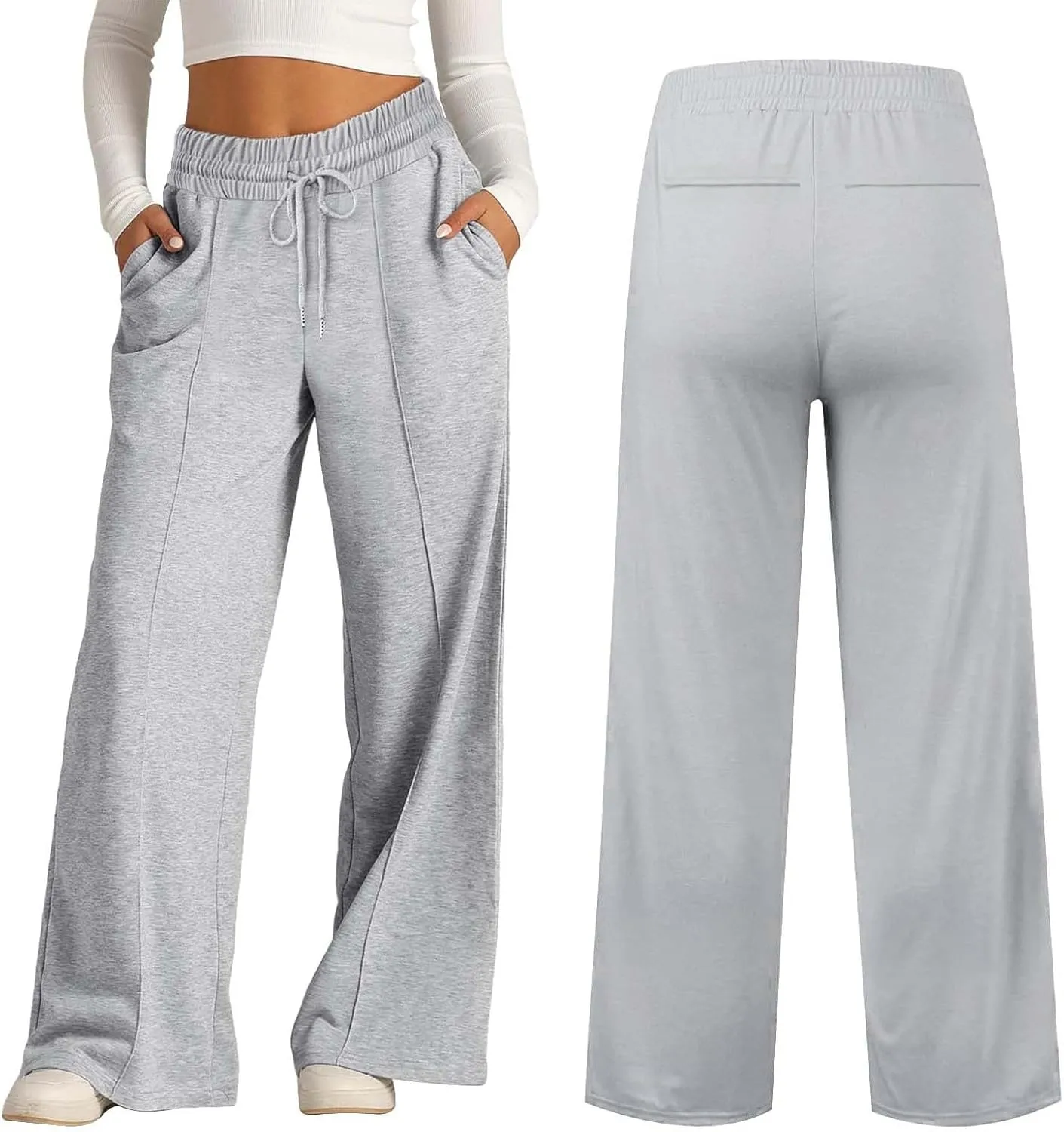 Oversized Wide Leg Sweatpants Women High Waisted Yoga Joggers with Pockets Joggers Sport Workout Active Baggy Trousers