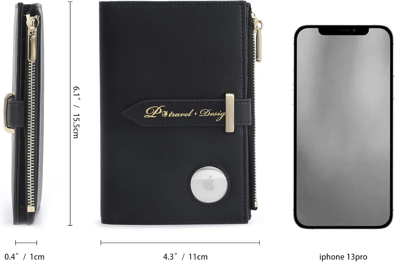 Passport Holder for Women, RFID Blocking Travel Wallet Case Compatible Airtag Pocket with Credit Card Holders, Slim Thin Leather Passport Wallet with Zipper