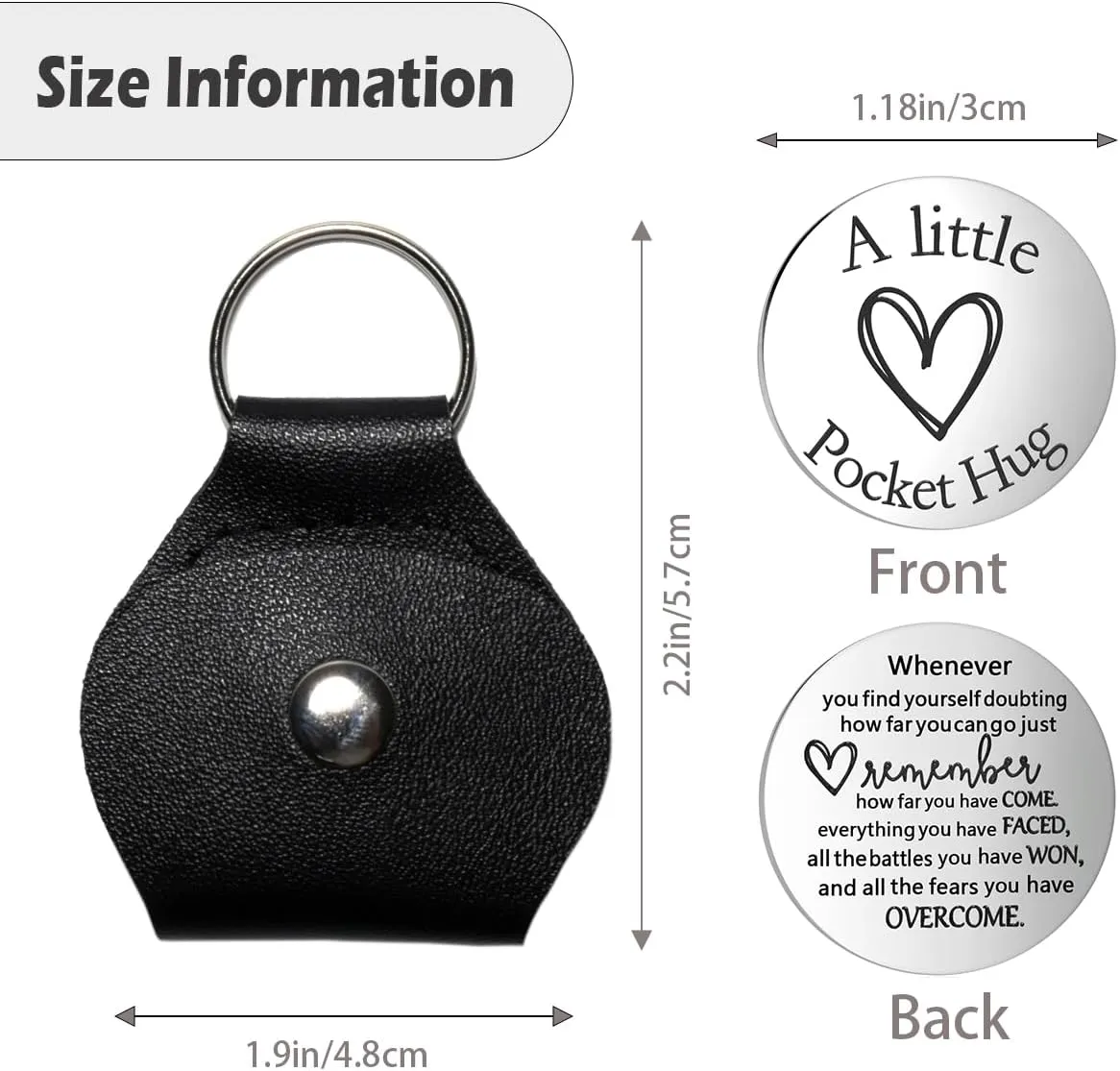 Pocket Hug Token Keychain for Men Women Long Distance Relationship Keepsake Inspirational Gift for Dad Son