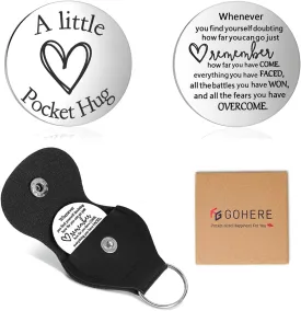 Pocket Hug Token Keychain for Men Women Long Distance Relationship Keepsake Inspirational Gift for Dad Son