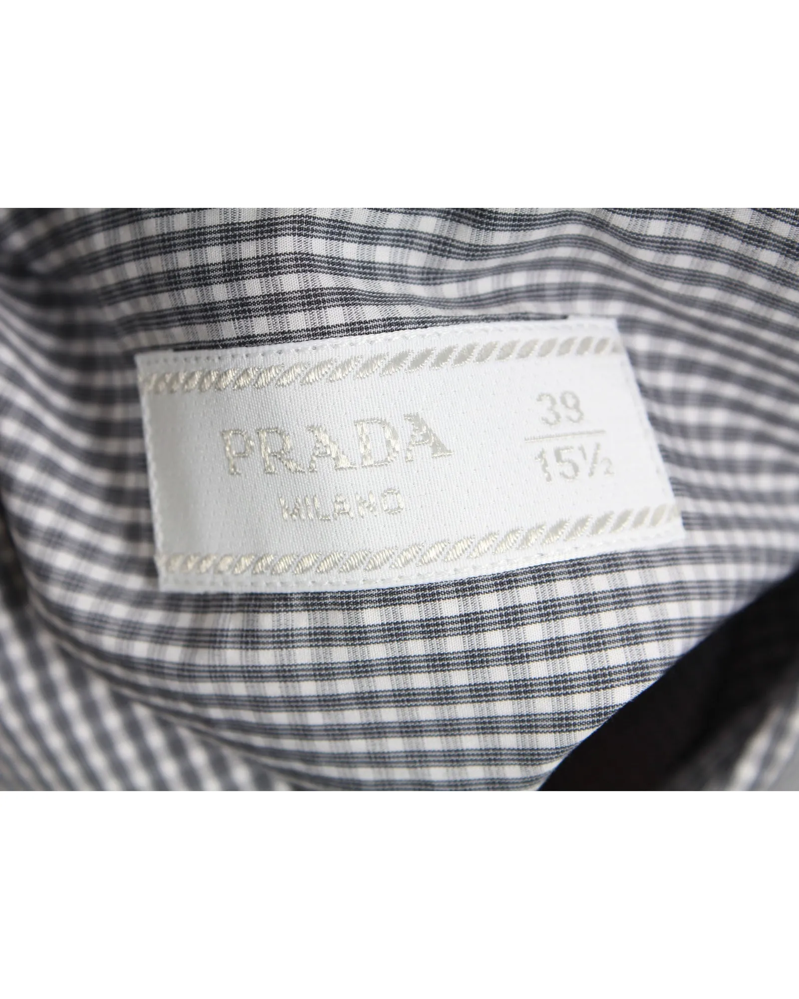 Prada Checked Button Up Long Sleeve Shirt in Grey Cotton