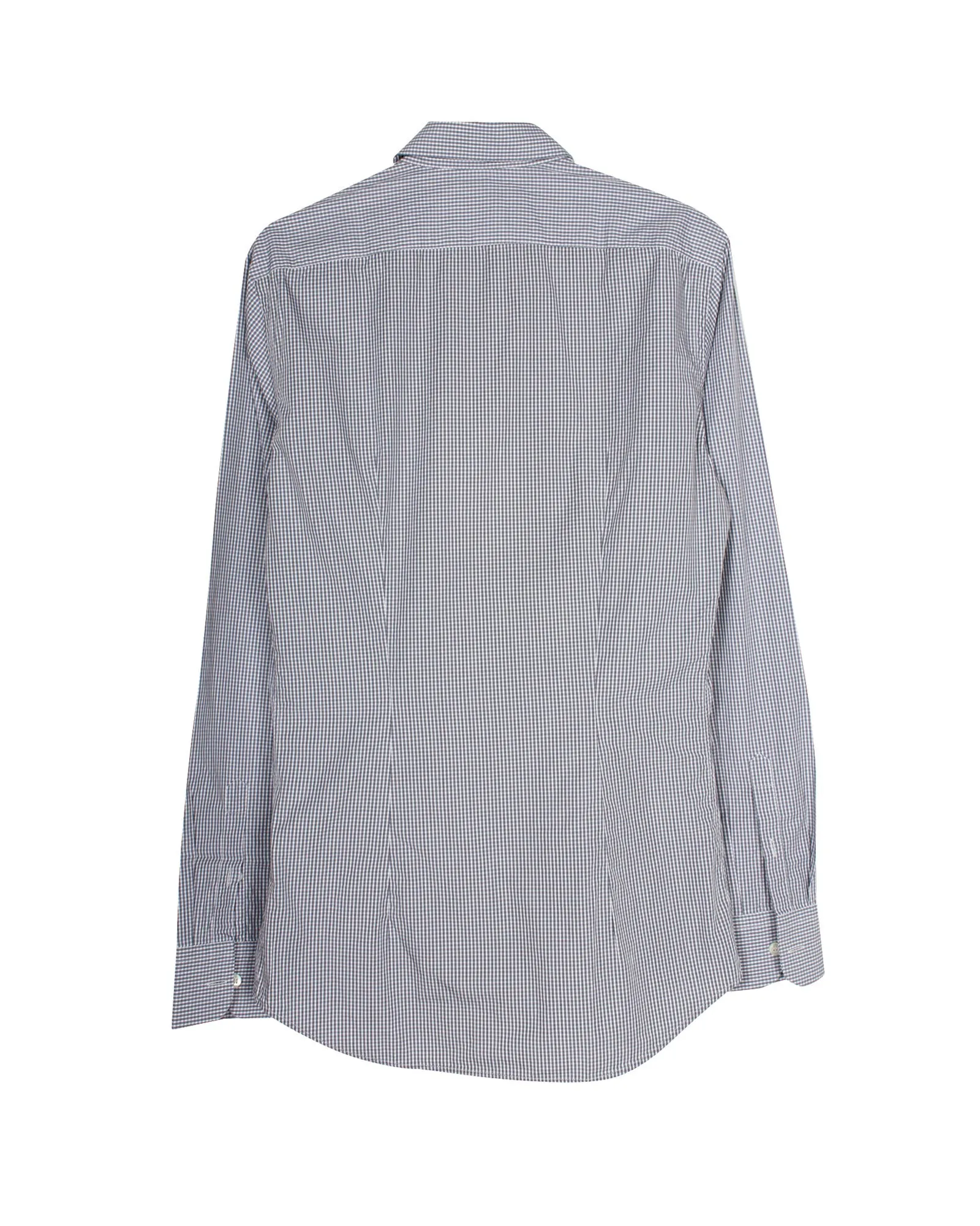 Prada Checked Button Up Long Sleeve Shirt in Grey Cotton
