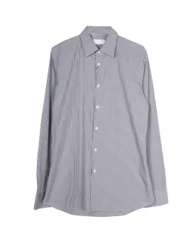 Prada Checked Button Up Long Sleeve Shirt in Grey Cotton
