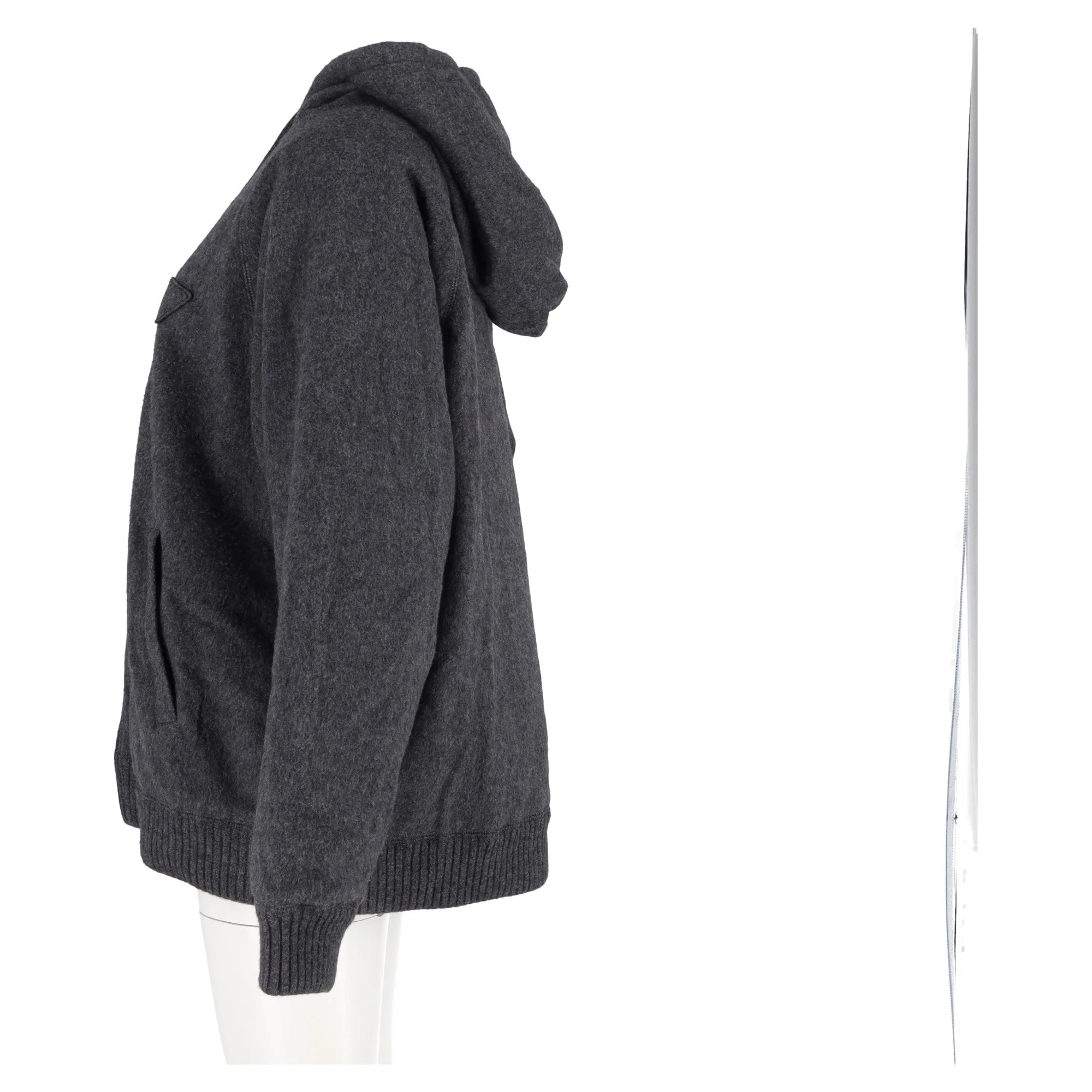 Prada Oversized Hooded Jacket in Grey Cashmere