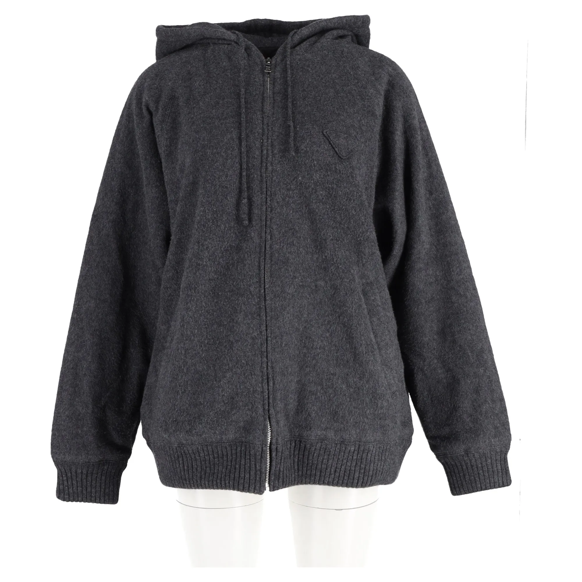 Prada Oversized Hooded Jacket in Grey Cashmere