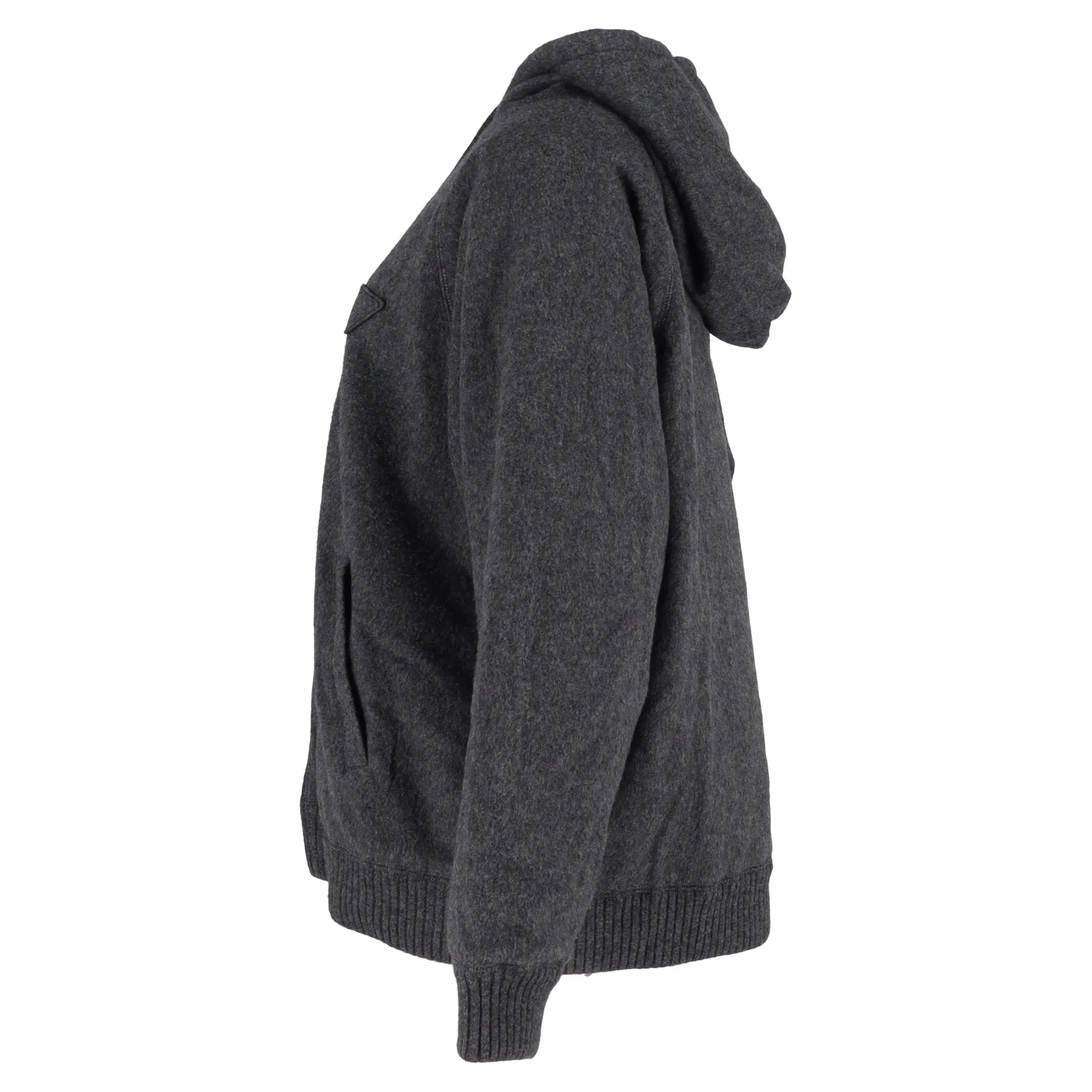 Prada Oversized Hooded Jacket in Grey Cashmere