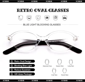 Retro Oval Glasses for Women Men 90s Small Round Blue Light Glasses Oval Y2K Tortoise Eyeglasses
