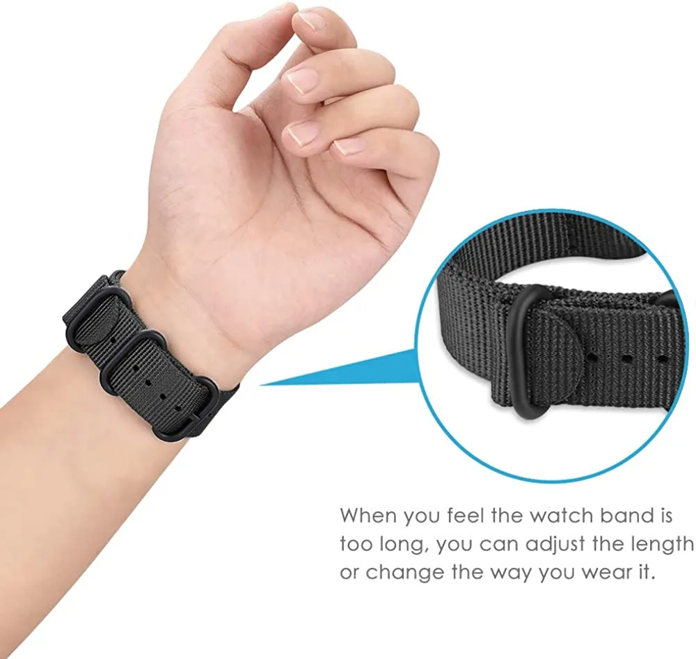 Samsung Galaxy Watch 3 45mm /46mm / Gear S3 Frontier / Classic / Watch GT 2 46mm | Woven Nylon Strap Watch Band   | Black