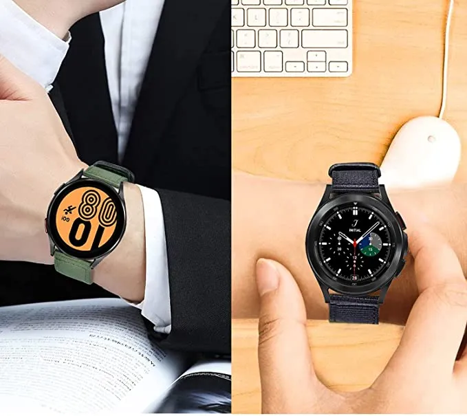 Samsung Galaxy Watch 3 45mm /46mm / Gear S3 Frontier / Classic / Watch GT 2 46mm | Woven Nylon Strap Watch Band   | Black