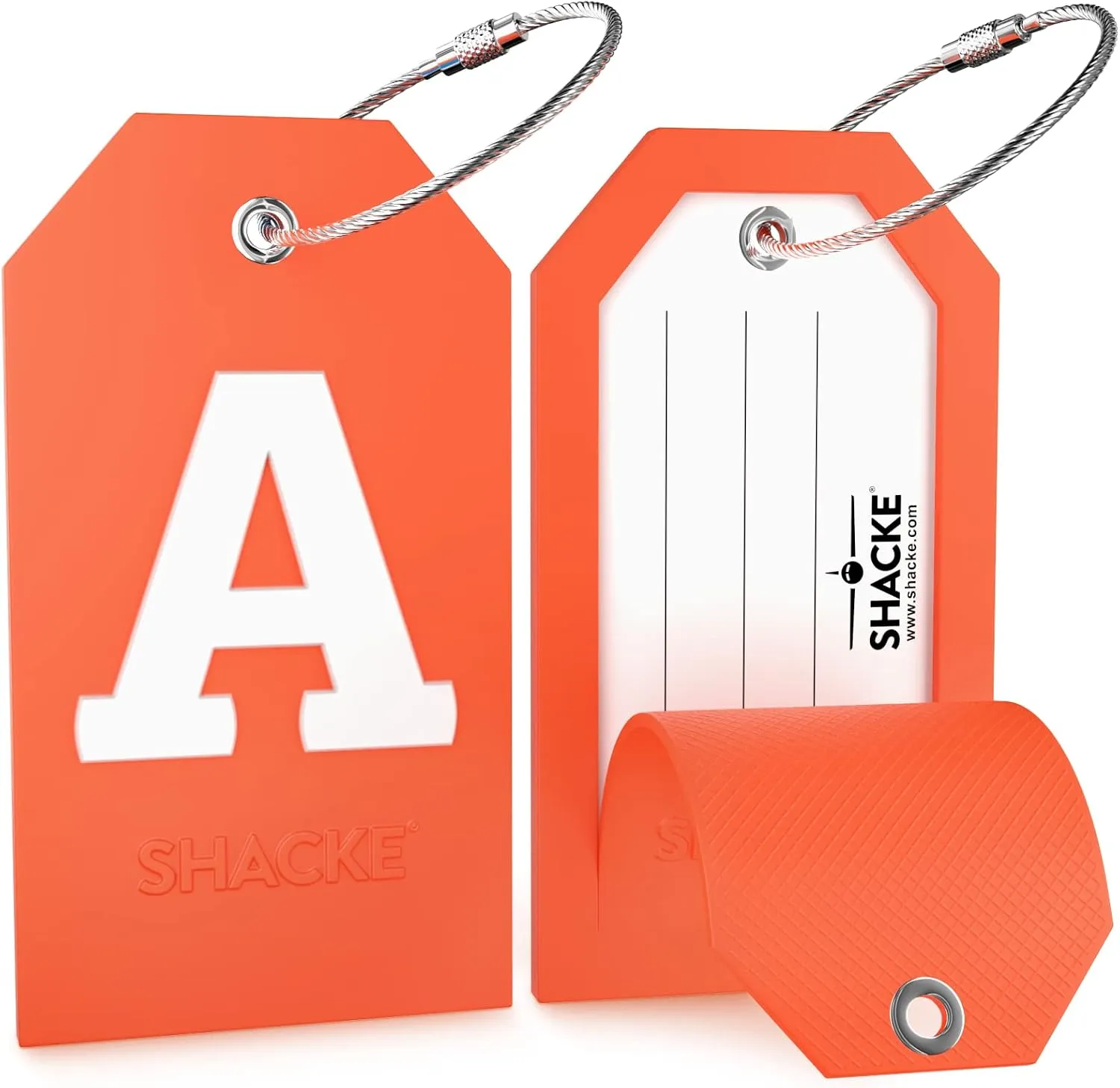 Shacke Initial Luggage Tag with Full Privacy Cover and Stainless Steel Loop  (Letter A)