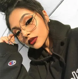 Silver Hexagon Oversized Vintage Style Clear Glasses
