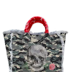 Skull & Rose Fringe Canvas Bag