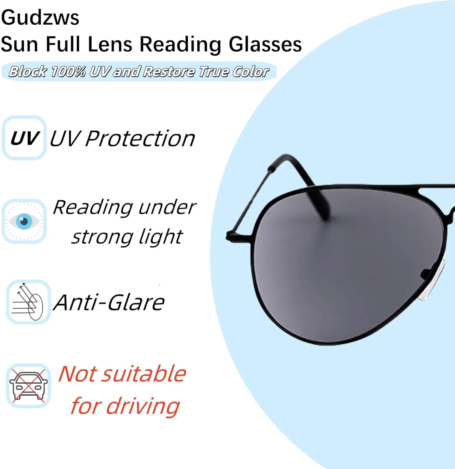 Sun Full Lens Reading Glasses Readers Sunglasses Aviator Sports Unisex