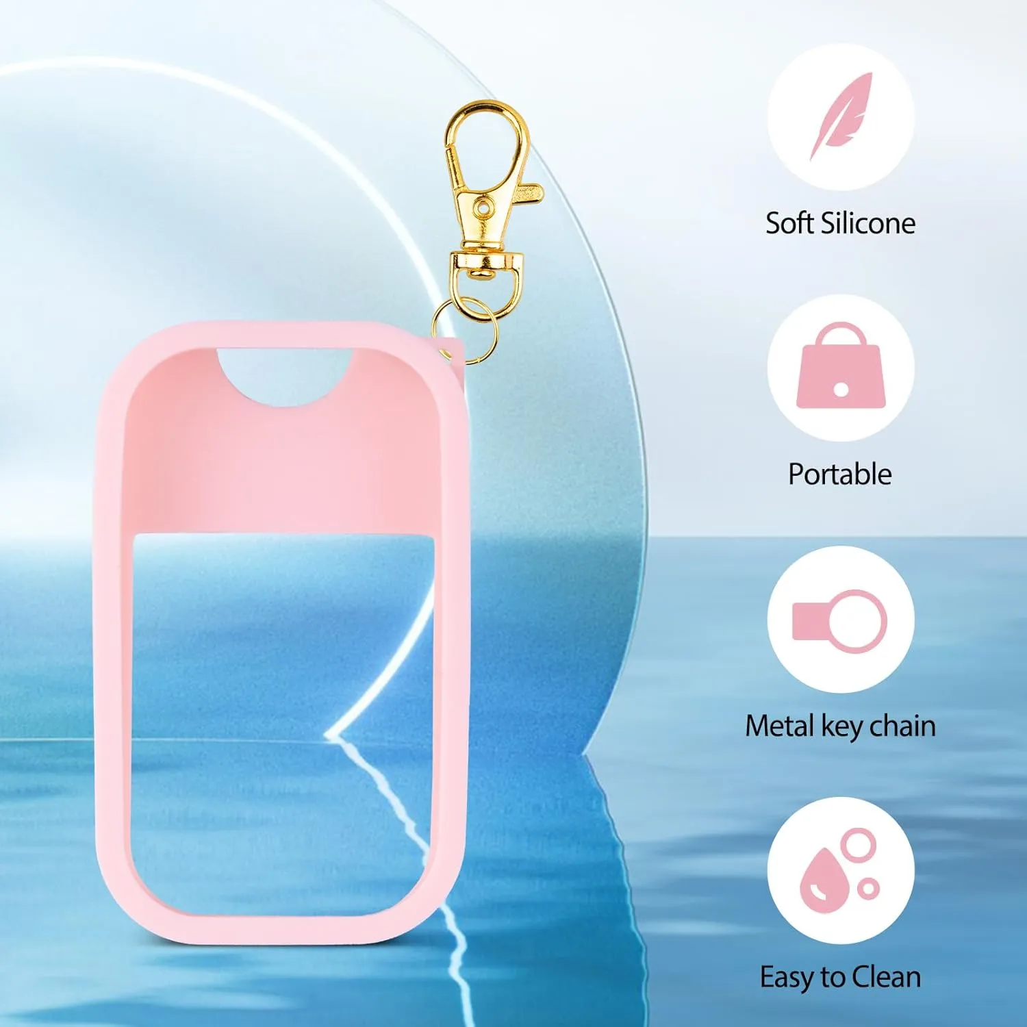 TERPINK Silicone Case Compatible with Touchland Hand Sanitizer Spray, Protective Case with Keychain for Power Mist and Glow Mist 1 fl oz, Hand Sanitizer Spray Accessory (Pink, 1 Pack)