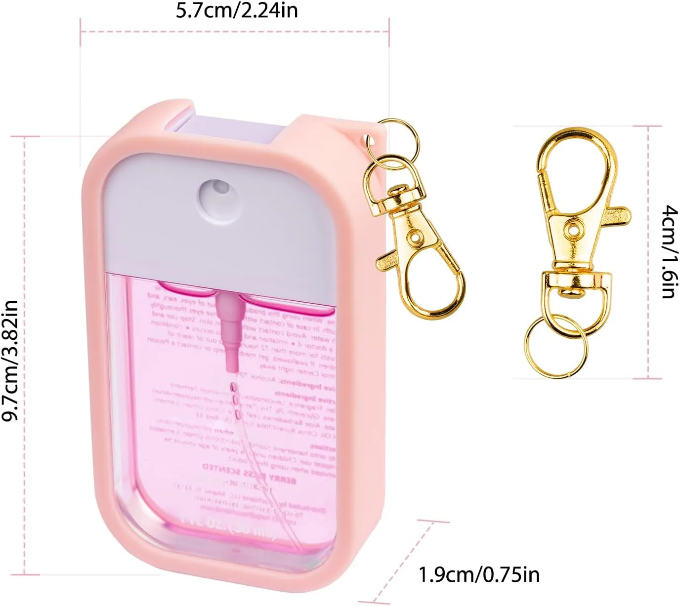 TERPINK Silicone Case Compatible with Touchland Hand Sanitizer Spray, Protective Case with Keychain for Power Mist and Glow Mist 1 fl oz, Hand Sanitizer Spray Accessory (Pink, 1 Pack)