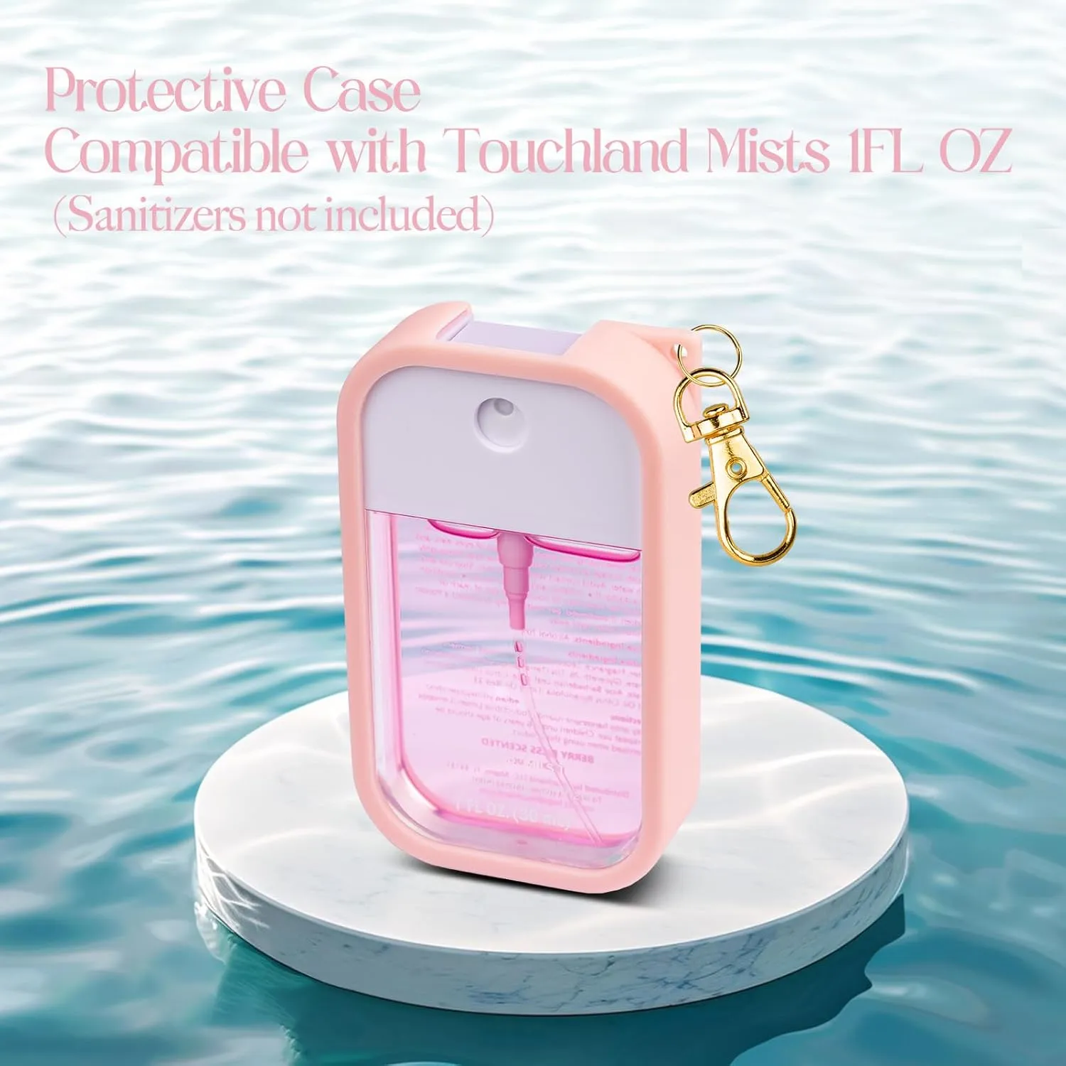 TERPINK Silicone Case Compatible with Touchland Hand Sanitizer Spray, Protective Case with Keychain for Power Mist and Glow Mist 1 fl oz, Hand Sanitizer Spray Accessory (Pink, 1 Pack)