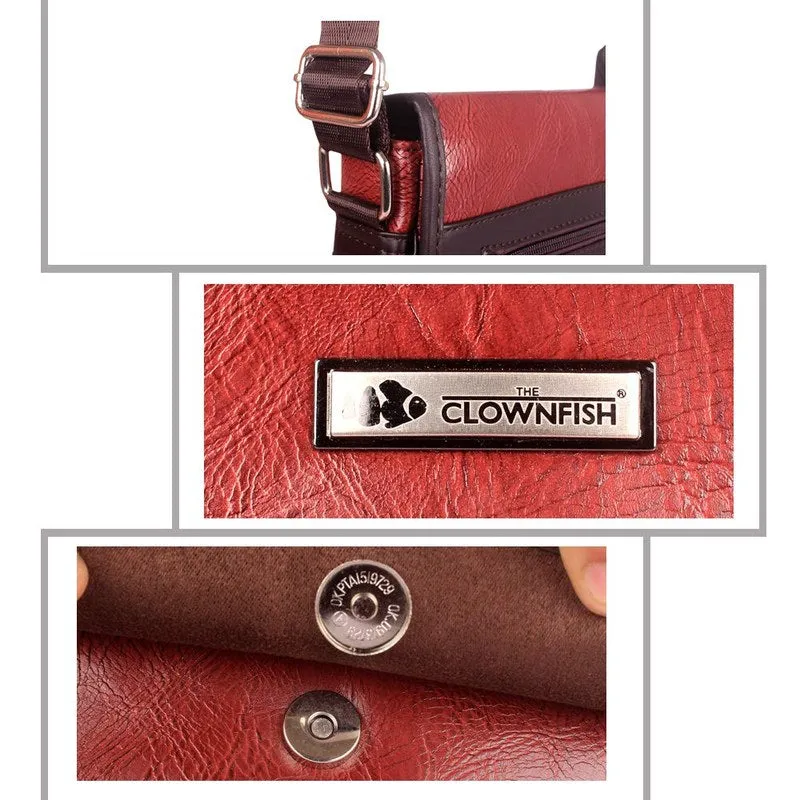 THE CLOWNFISH Abstract Series Synthetic 22 cms Umber Brown Messenger Bag