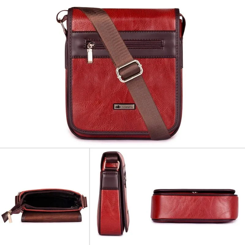 THE CLOWNFISH Abstract Series Synthetic 22 cms Umber Brown Messenger Bag
