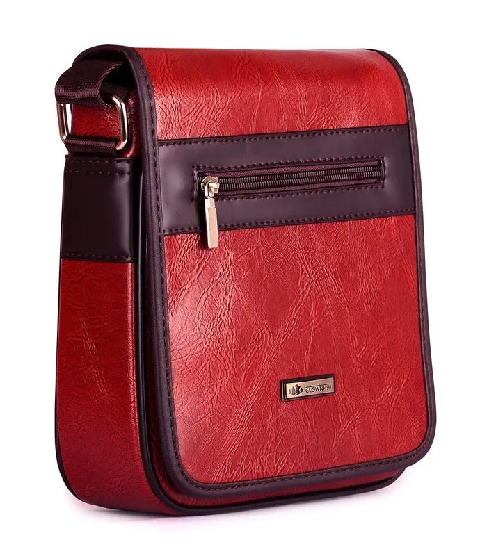 THE CLOWNFISH Abstract Series Synthetic 22 cms Umber Brown Messenger Bag