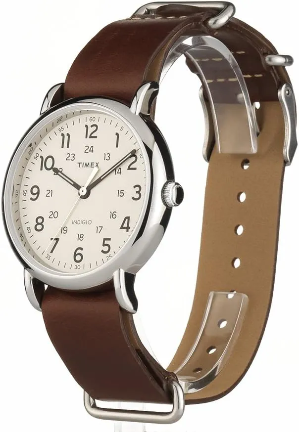 Timex Weekender 38mm Unisex Analog Watch | INDIGLO Backlight | Adjustable Durable Nylon Fabric Slip Through Strap | 24 Hour Time