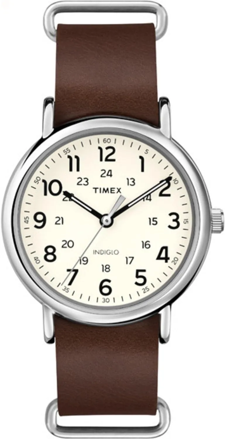 Timex Weekender 38mm Unisex Analog Watch | INDIGLO Backlight | Adjustable Durable Nylon Fabric Slip Through Strap | 24 Hour Time