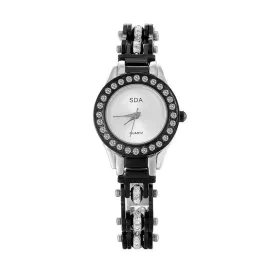 Titanium Steel Watch Bracelet with Gem Inlay and Durable Design
