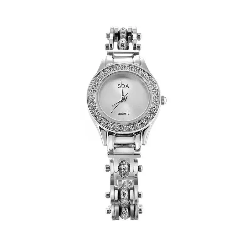 Titanium Steel Watch Bracelet with Gem Inlay and Durable Design