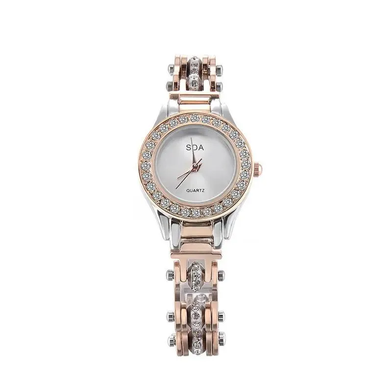 Titanium Steel Watch Bracelet with Gem Inlay and Durable Design