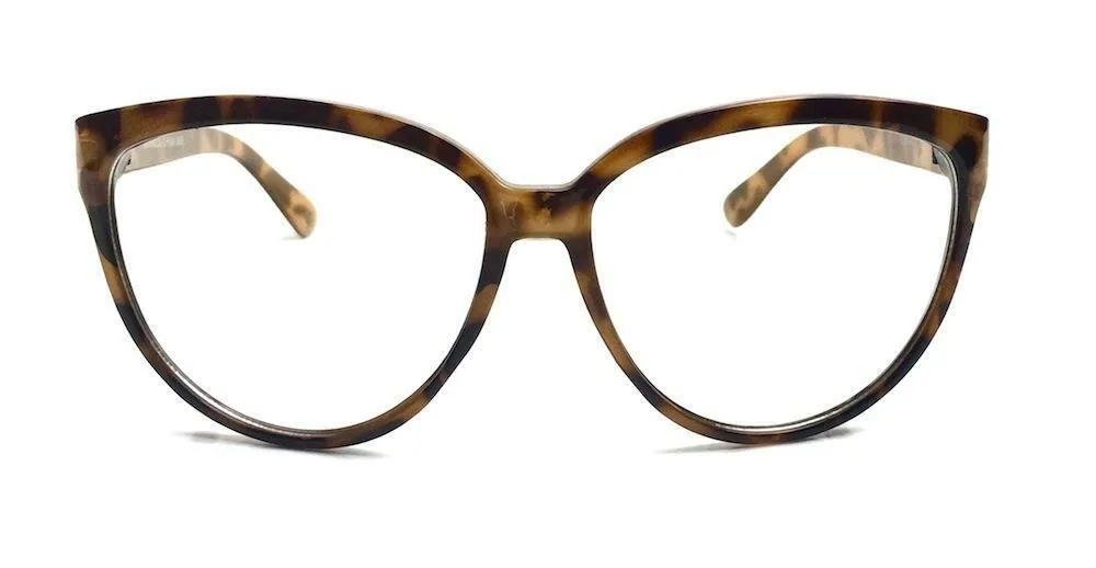 Tortoise Style Oversized Cat Eye Clear Glasses