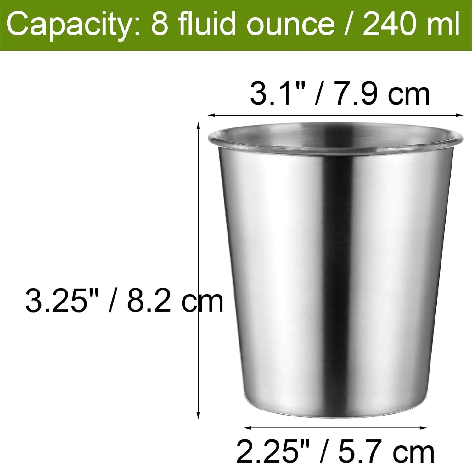 Tosnail 8 Pack 8 oz Stainless Steel Cups, Small Metal Cups, Unbreakable Drinking Glasses, Water Tumblers
