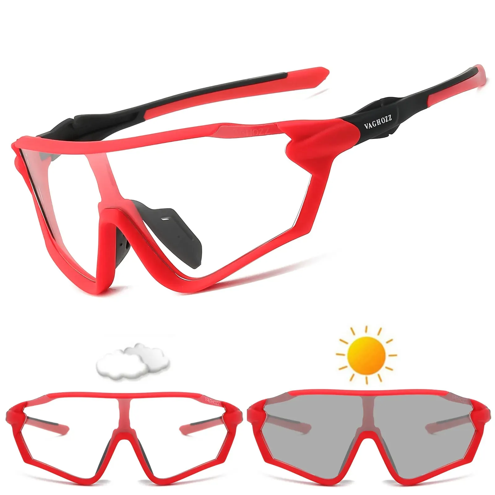 VAGHOZZ Brand New UV400 And Photochromic Cycling Glasses Outdoor Sunglasses Men Women Sport Eyewear MTB Bike Bicycle Goggles