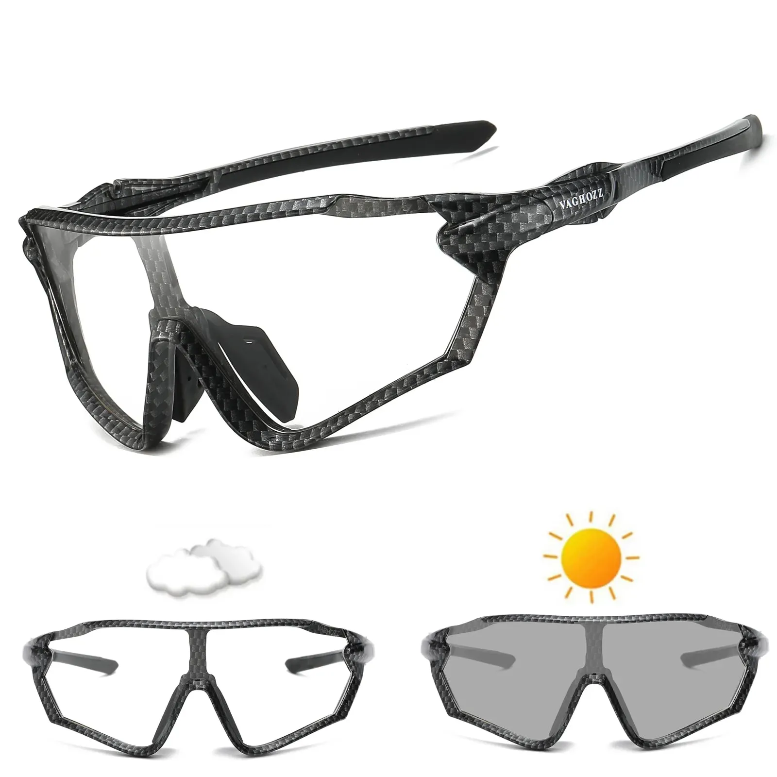 VAGHOZZ Brand New UV400 And Photochromic Cycling Glasses Outdoor Sunglasses Men Women Sport Eyewear MTB Bike Bicycle Goggles