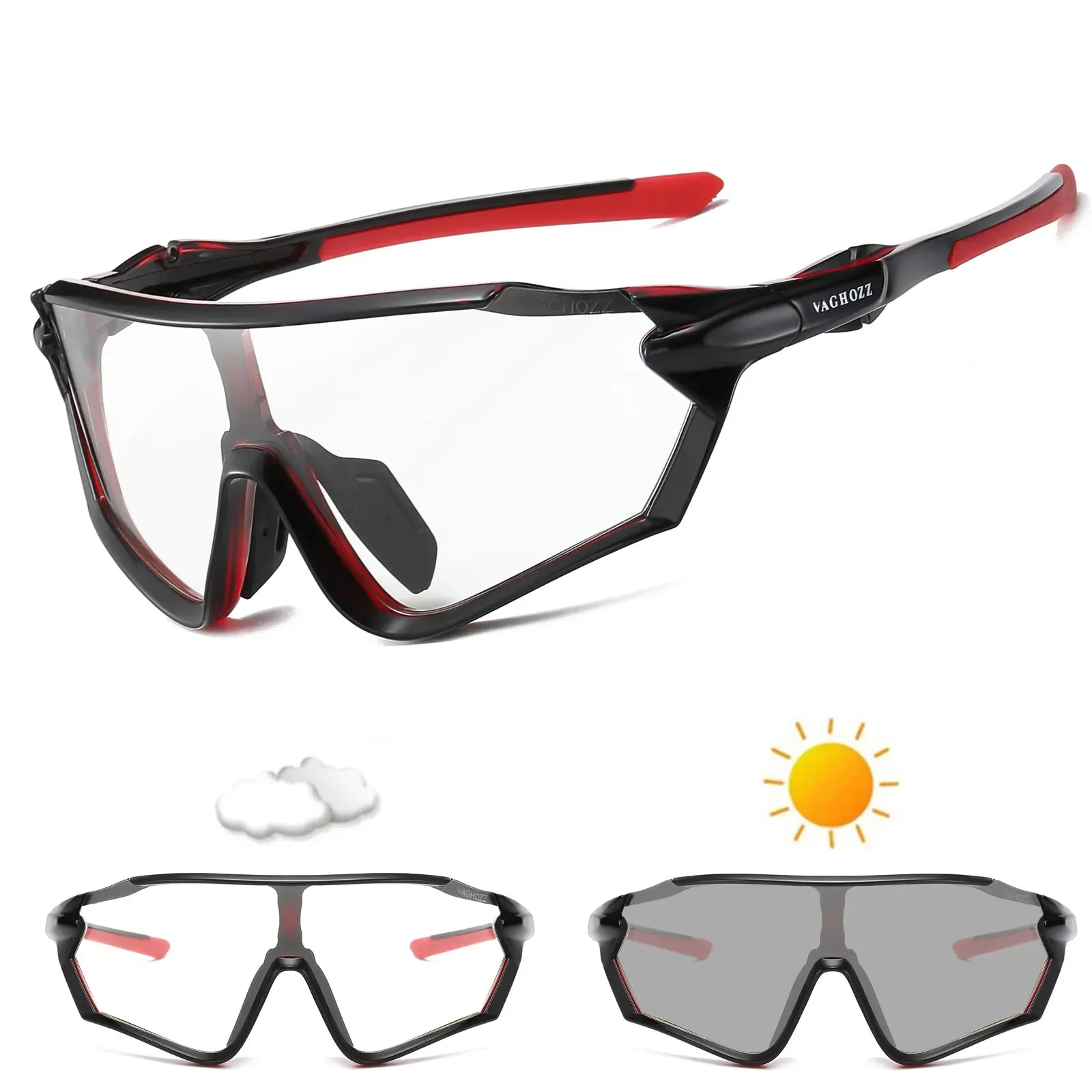 VAGHOZZ Brand New UV400 And Photochromic Cycling Glasses Outdoor Sunglasses Men Women Sport Eyewear MTB Bike Bicycle Goggles