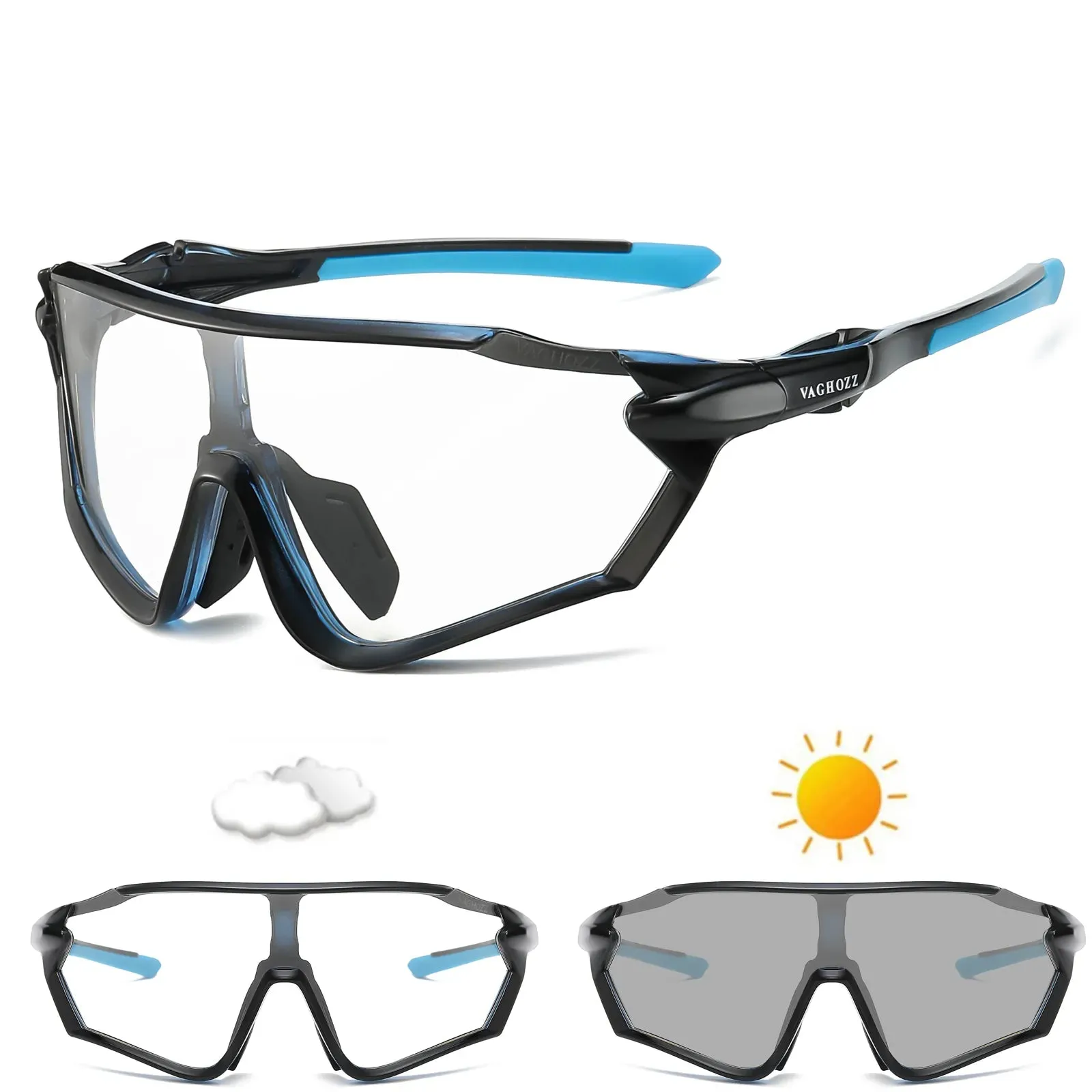 VAGHOZZ Brand New UV400 And Photochromic Cycling Glasses Outdoor Sunglasses Men Women Sport Eyewear MTB Bike Bicycle Goggles