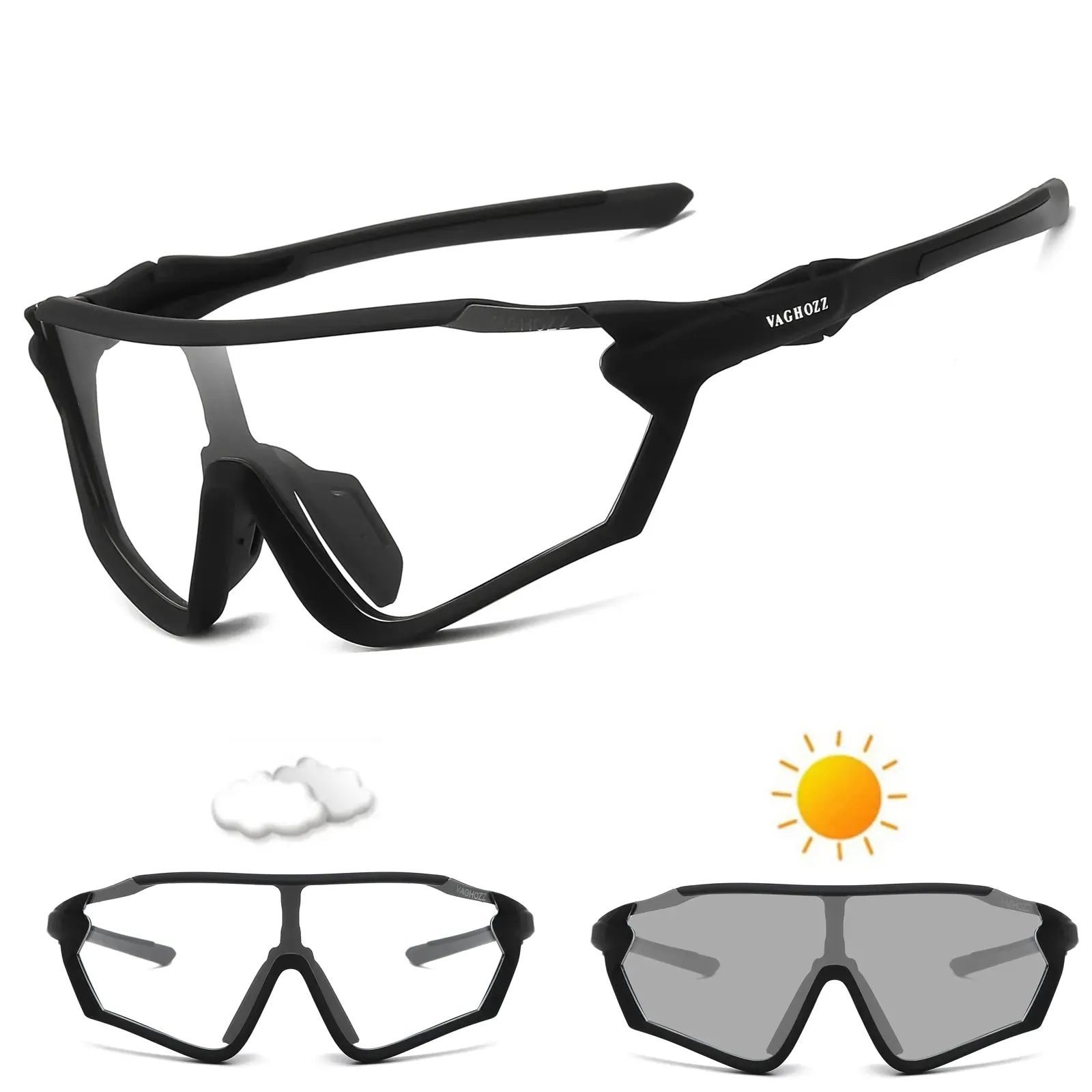 VAGHOZZ Brand New UV400 And Photochromic Cycling Glasses Outdoor Sunglasses Men Women Sport Eyewear MTB Bike Bicycle Goggles